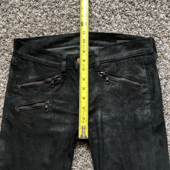 Rag & Bone Lamb Leather Jeans 26 Black Suede Zipper Pockets & Ankles Skinny - Picture 10 of 13